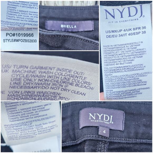 Black Denim Bermuda Shorts NYDJ Briella Size 4 ButtonFly Stretch Jeans Cuffed - Picture 2 of 6